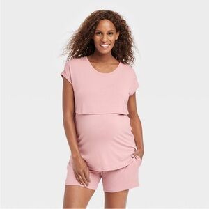 Nursing Top and Shorts Sleep Maternity Pajama Set NWOT